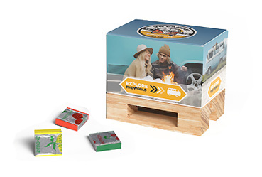 Essen und Trinken - Fruchtkaramellen in Geschenk Mini-Palette Goy Werbemittel-Agentur - Essen und Trinken - Fruchtkaramellen in Geschenk Mini-Palette