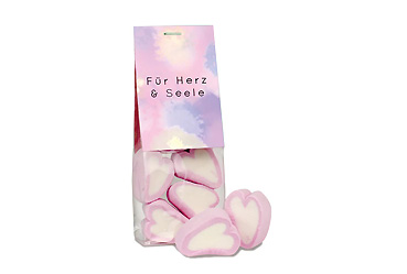 Goy Werbemittel-Agentur - Essen und Trinken - Naschbeutel Marshmallow Herzen