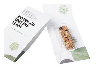 Essen und Trinken - Vollkorn-Müsliriegel mit DIN-lang-Karte Goy Werbemittel-Agentur - Essen und Trinken - Vollkorn-Müsliriegel mit DIN-lang-Karte