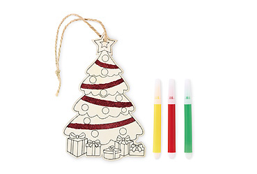 Goy Werbemittel-Agentur - Weihnachtsartikel - Holzanhänger mit Filzstiften