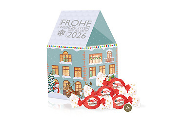 Goy Werbemittel-Agentur - Weihnachtsartikel - 3D Präsent Haus mit duplo Knusperlen