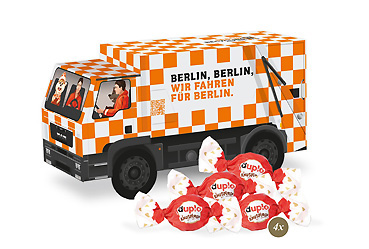Goy Werbemittel-Agentur - Weihnachtsartikel - 3D Präsent LKW mit duplo Knusperlen
