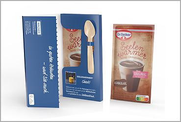 Goy Werbemittel-Agentur - Essen und Trinken - Tassenpudding in Mailingmappe