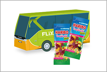 Goy Werbemittel-Agentur - Weihnachtsartikel - 3D Präsent „Bus” mit Haribo-Topifrutti